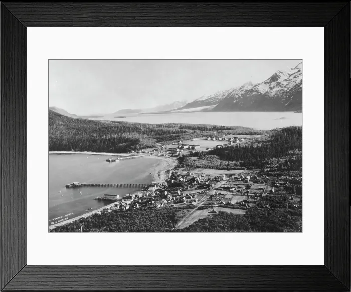 Framed Print : Aerial view of Haines, location of Fort Seward, between c1900 and c1930. Creator: Unknown Framed Print : Aerial view of Haines, location of Fort Seward, between c1900 and c1930. Creator: Unknown