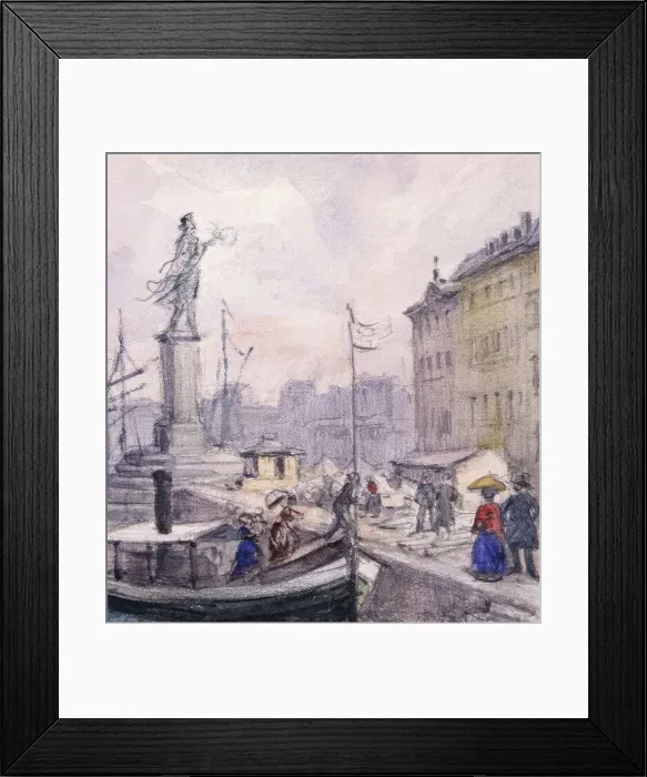 Framed Print : People walking on Skeppsbron. (c1860s). Creator: Fritz von Dardel Framed Print : People walking on Skeppsbron. (c1860s). Creator: Fritz von Dardel