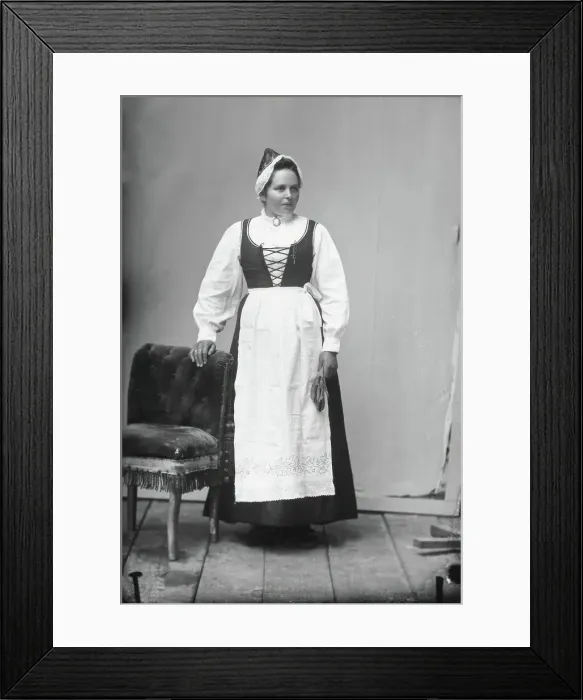 Framed Print : Elise Larsson f Johansson from Rörbäcknäs, Lima parish, Dalarna dressed in... 1890-1910. Creator: Lars Olsson Akerman Framed Print : Elise Larsson f Johansson from Rörbäcknäs, Lima parish, Dalarna dressed in... 1890-1910. Creator: Lars Olsson Akerman