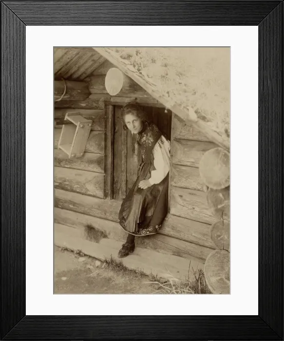 Framed Print : Girl looks out from a doorway, 1890-1920. Creator: Helene Edlund