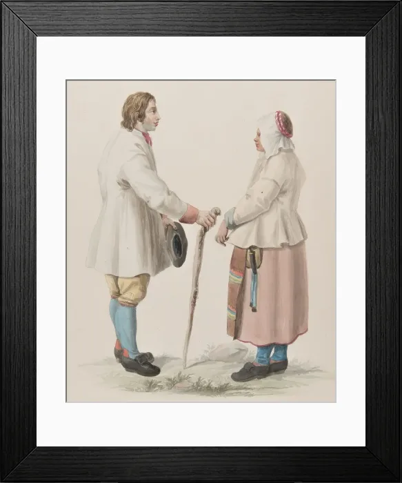 Framed Print : Woman and man with cane, 1800-1822. Costume of Sweden Pl. 19 & 20, 1800-1822. Creator: Carl Wilhelm Swedman. Woman and man with cane, 1800-1822. Costume of Sweden Pl. 19 & 20, 1800-1822. Creator: Carl Wilhelm Swedman Framed Print : Woman and man with cane, 1800-1822. Costume of Sweden Pl. 19 & 20, 1800-1822. Creator: Carl Wilhelm Swedman. Woman and man with cane, 1800-1822. Costume of Sweden Pl. 19 & 20, 1800-1822. Creator: Carl Wilhelm Swedman