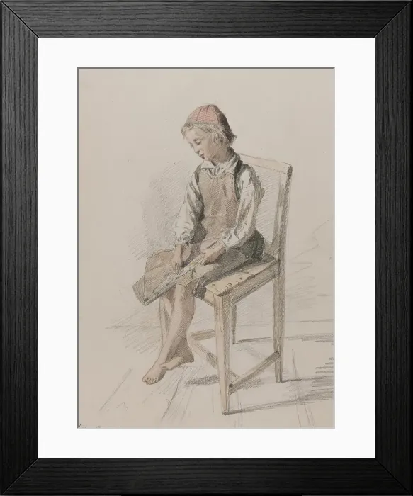 Framed Print : Boy with leather apron on a chair, Orsa, 9 July 1867. Creator: Julius Kronberg Framed Print : Boy with leather apron on a chair, Orsa, 9 July 1867. Creator: Julius Kronberg