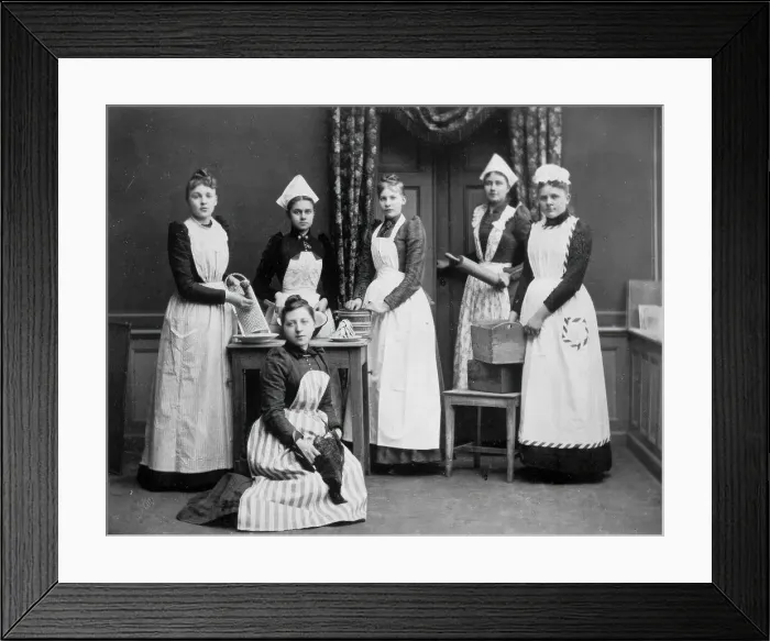 Framed Print : Pupils at Uppsala Housekeeping School, 1890-1899. Creator: Henri Osti Framed Print : Pupils at Uppsala Housekeeping School, 1890-1899. Creator: Henri Osti