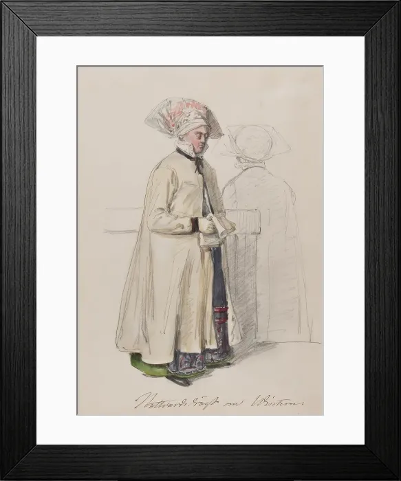 Framed Print : Apparel - Communion dress in winter. (c1860s). Creator: Vilhelm Wallander Framed Print : Apparel - Communion dress in winter. (c1860s). Creator: Vilhelm Wallander