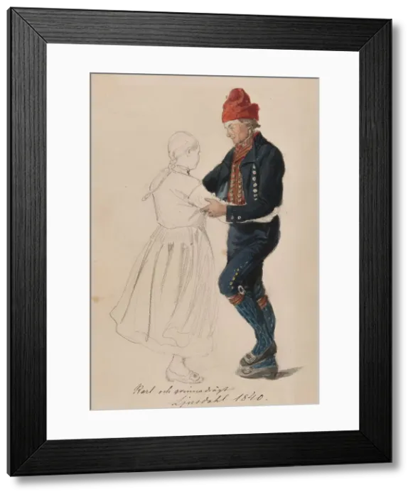 Framed Print : Karl and woman-dressed, Ljusdahl, 1840, Creator: Vilhelm Wallander. Karl and woman-dressed, Ljusdahl, 1840, Creator: Vilhelm Wallander Framed Print : Karl and woman-dressed, Ljusdahl, 1840, Creator: Vilhelm Wallander. Karl and woman-dressed, Ljusdahl, 1840, Creator: Vilhelm Wallander