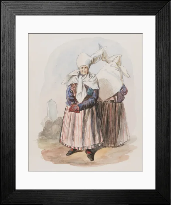 Framed Print : Apparel - Woman front and back. Östergötland, Finspång, Skedevi. (c1860s). Creator: Vilhelm Wallander Framed Print : Apparel - Woman front and back. Östergötland, Finspång, Skedevi. (c1860s). Creator: Vilhelm Wallander
