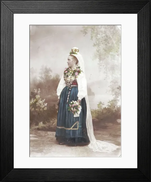 Framed Print : Wedding, Leksand, Dalarna - Bride in traditional dress, 1870-1910. Creator: Unknown Framed Print : Wedding, Leksand, Dalarna - Bride in traditional dress, 1870-1910. Creator: Unknown