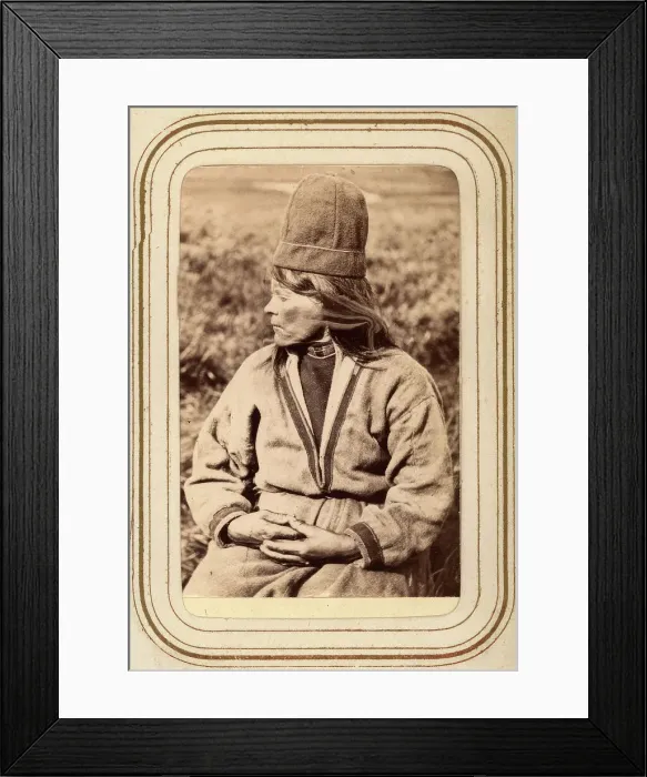 Framed Print : Profile portrait of the widow Ristin Menlös b. Pantsi, 44 years old, Tuorpon Sami village, 1868. Creator: Lotten von Duben Framed Print : Profile portrait of the widow Ristin Menlös b. Pantsi, 44 years old, Tuorpon Sami village, 1868. Creator: Lotten von Duben
