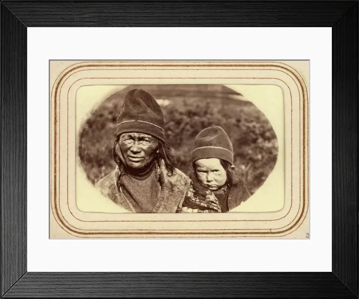 Framed Print : Widow Inga Pantsi with granddaughter, Tuorpon Sami village, 1868. Creator: Lotten von Duben Framed Print : Widow Inga Pantsi with granddaughter, Tuorpon Sami village, 1868. Creator: Lotten von Duben