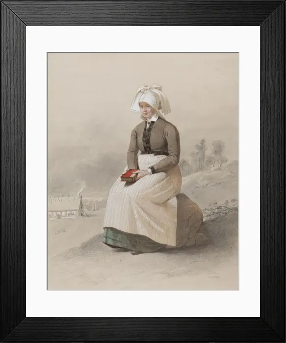 Framed Print : Woman in costume, seated full length, 1810-1857. Creator: Otto Wallgren Framed Print : Woman in costume, seated full length, 1810-1857. Creator: Otto Wallgren