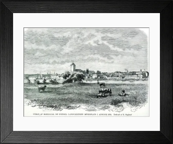 Framed Print : View of Mariestad, the meeting place of the Swedish countrymen in August 1874. Creator: Robert Haglund. View of Mariestad, the meeting place of the Swedish countrymen in August 1874. Creator: Robert Haglund Framed Print : View of Mariestad, the meeting place of the Swedish countrymen in August 1874. Creator: Robert Haglund. View of Mariestad, the meeting place of the Swedish countrymen in August 1874. Creator: Robert Haglund