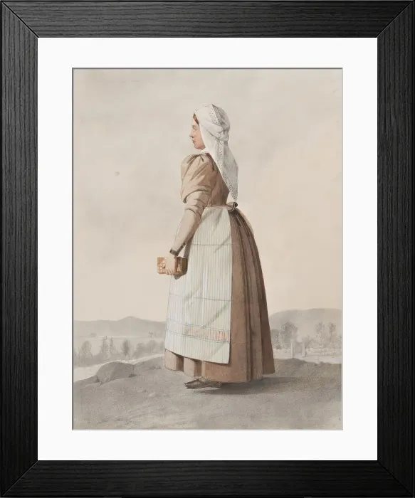 Framed Print : Woman in costume in profile, 1810-1857. The first booklet of the 19th century. Creator: Otto Wallgren Framed Print : Woman in costume in profile, 1810-1857. The first booklet of the 19th century. Creator: Otto Wallgren