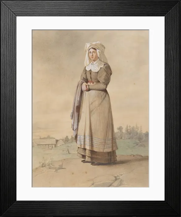 Framed Print : Woman in costume, first half of the 19th century. Creator: Otto Wallgren Framed Print : Woman in costume, first half of the 19th century. Creator: Otto Wallgren