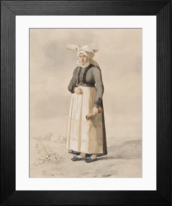Framed Print : Woman in costume, standing full-length with a landscape in the background. Creator: Otto Wallgren Framed Print : Woman in costume, standing full-length with a landscape in the background. Creator: Otto Wallgren
