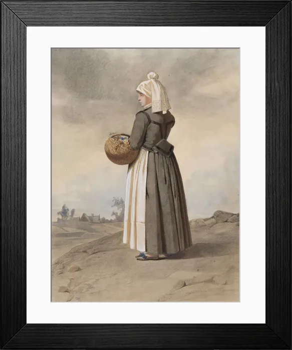 Framed Print : Apparel - woman in costume in full-length oblique view from behind in landscape, 1810-1857. Creator: Otto Wallgren Framed Print : Apparel - woman in costume in full-length oblique view from behind in landscape, 1810-1857. Creator: Otto Wallgren
