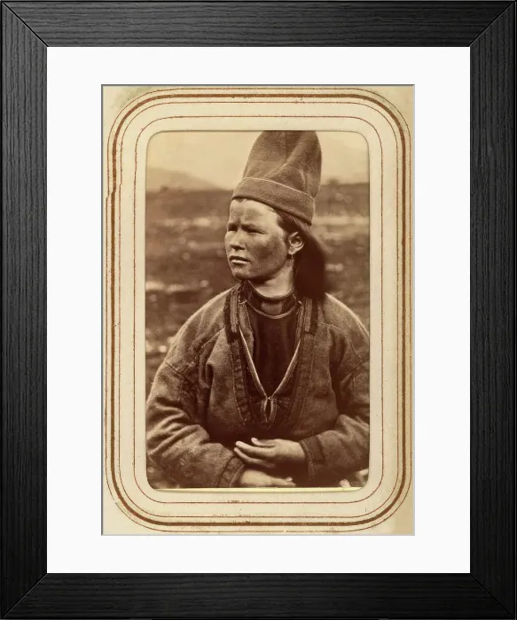 Framed Print : Profile portrait of Inga Kajsa Granström, 22 years old, Tuorpon Sami village, 1868. Creator: Lotten von Duben Framed Print : Profile portrait of Inga Kajsa Granström, 22 years old, Tuorpon Sami village, 1868. Creator: Lotten von Duben
