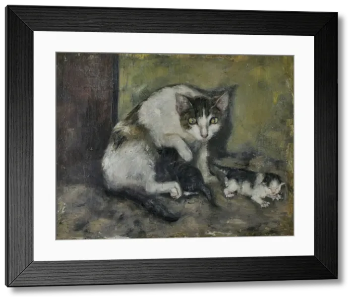 Framed Print : The cat mother, (c1930s). Creator: Ida Eléonora de Schulzenheim Framed Print : The cat mother, (c1930s). Creator: Ida Eléonora de Schulzenheim