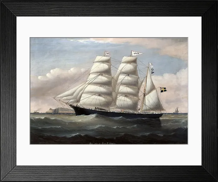 Framed Print : Barque Oden, (c1840s). Creator: O. P. Kolsboe Framed Print : Barque Oden, (c1840s). Creator: O. P. Kolsboe