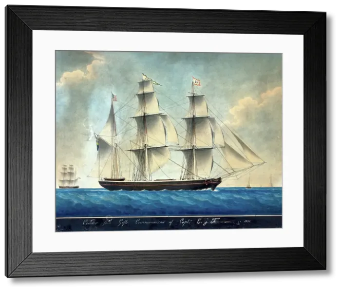 Framed Print : Barque Condor, 1851. Creator: Joseph Honore Maxim Pellegrin Framed Print : Barque Condor, 1851. Creator: Joseph Honore Maxim Pellegrin