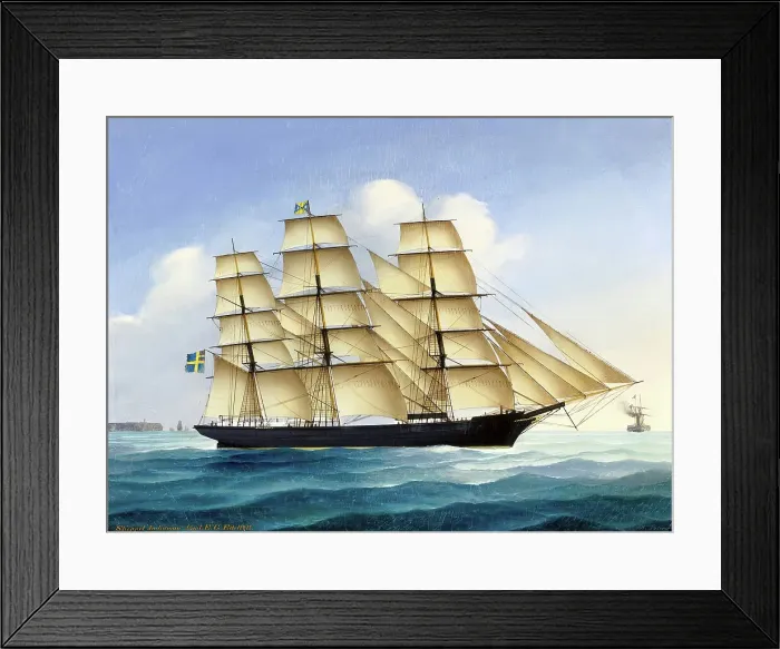 Framed Print : The ship Indiaman, 1864. Creator: Heinrich Petersen Framed Print : The ship Indiaman, 1864. Creator: Heinrich Petersen