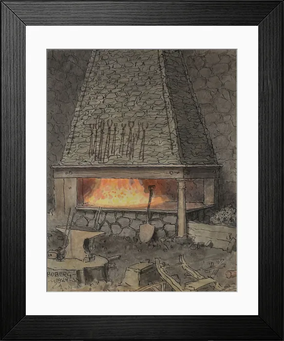 Framed Print : German hearth in amot's mill, 1924-1938. Creator: Ferdinand Boberg Framed Print : German hearth in amot's mill, 1924-1938. Creator: Ferdinand Boberg