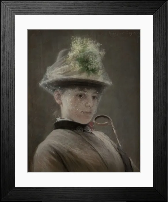 Framed Print : Young woman with hat, 1884. Creator: Robert Thegerstrom Framed Print : Young woman with hat, 1884. Creator: Robert Thegerstrom