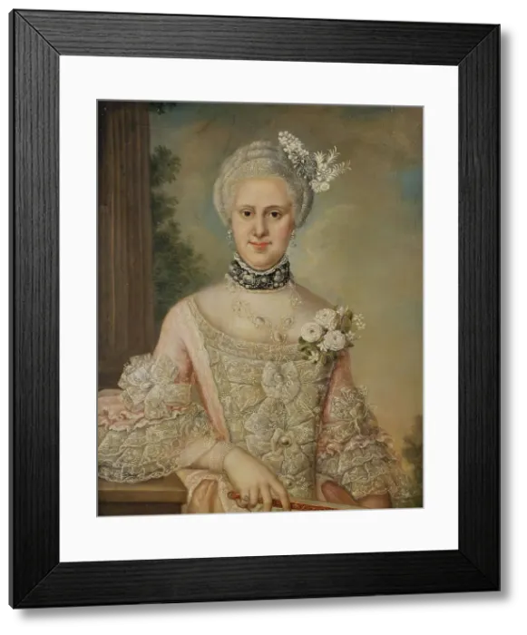 Framed Print : Female portrait, (c1780s). Creator: Lorens Lonberg Framed Print : Female portrait, (c1780s). Creator: Lorens Lonberg