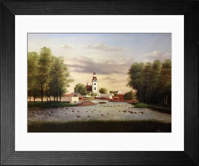 Framed Print : Scene in Gavle with Gavlean, Kallbadhus and Holy Trinity Church, 1890. Creator: Unknown Framed Print : Scene in Gavle with Gavlean, Kallbadhus and Holy Trinity Church, 1890. Creator: Unknown