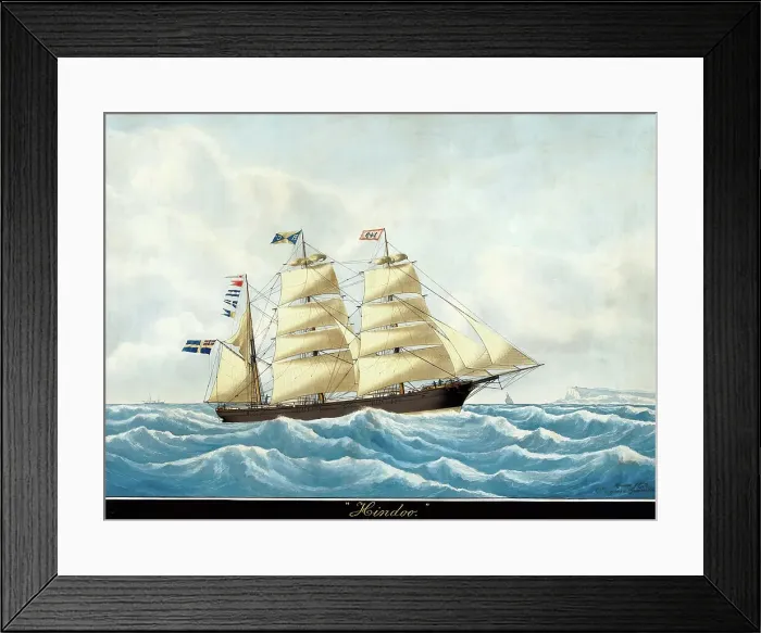 Framed Print : The barque Hindoo, le Havre, 1872. Creator: Eugene Grandin Framed Print : The barque Hindoo, le Havre, 1872. Creator: Eugene Grandin