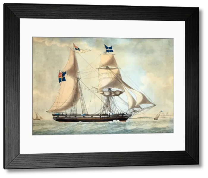 Framed Print : Schooner Thilda, 1830. Creator: Joseph Honore Maxim Pellegrin Framed Print : Schooner Thilda, 1830. Creator: Joseph Honore Maxim Pellegrin