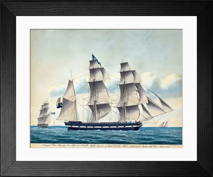 Framed Print : Barque Clio, 1852. Creator: Broder Heinrich Hansen Framed Print : Barque Clio, 1852. Creator: Broder Heinrich Hansen