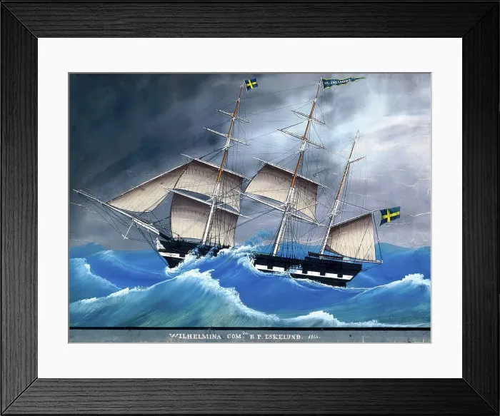 Framed Print : The barque Wilhelmina, c1844. Creator: Unknown Framed Print : The barque Wilhelmina, c1844. Creator: Unknown