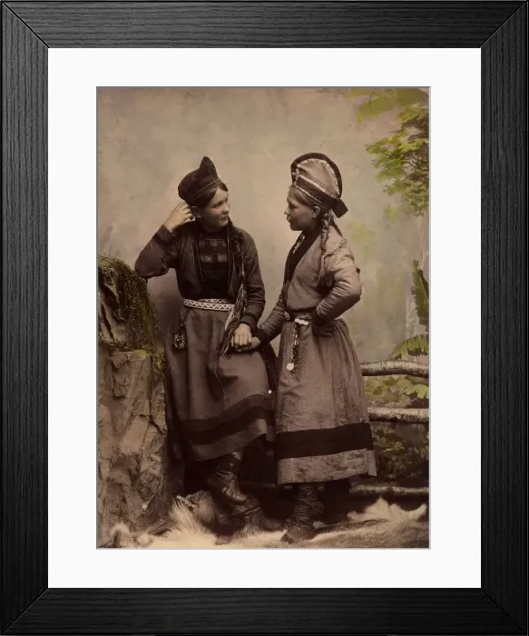 Framed Print : Two Sami women, 1890-1900. Creator: Helene Edlund Framed Print : Two Sami women, 1890-1900. Creator: Helene Edlund