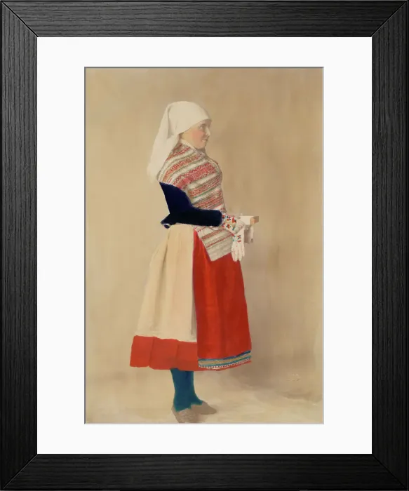 Framed Print : Woman dressed in folk costume, holiday costume from northern Öland, 1880-1907. Creator: Helene Edlund Framed Print : Woman dressed in folk costume, holiday costume from northern Öland, 1880-1907. Creator: Helene Edlund