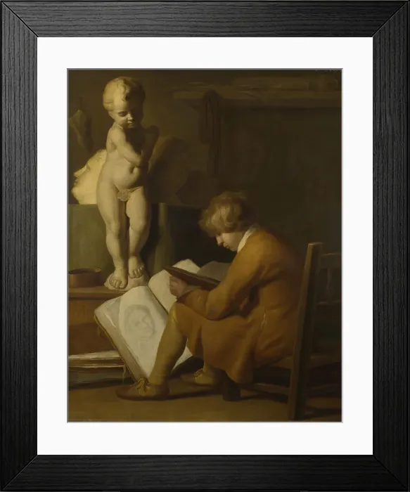Framed Print : A Boy Seated Drawing. Creator: Vaillant, Wallerant, (after) (1623-1677) Framed Print : A Boy Seated Drawing. Creator: Vaillant, Wallerant, (after) (1623-1677)