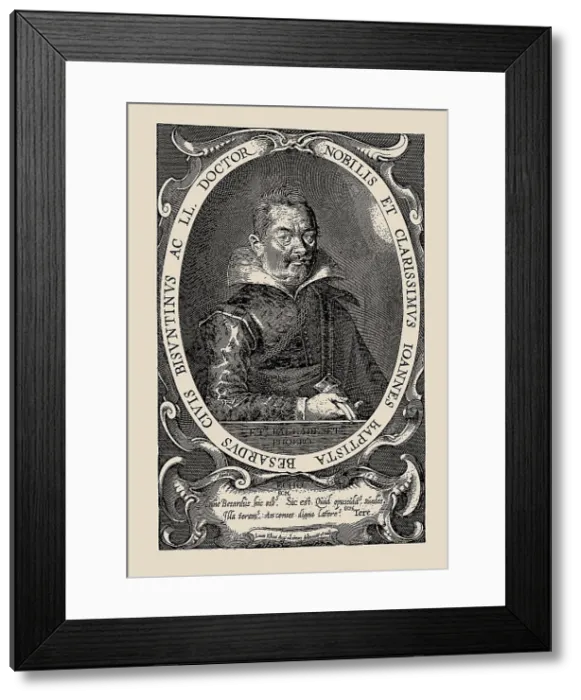 Framed Print : Portrait of the composer Jean-Baptiste Besard (c. 1567-c. 1625), 1617. Creator: Kilian, Lucas (1579-1637) Framed Print : Portrait of the composer Jean-Baptiste Besard (c. 1567-c. 1625), 1617. Creator: Kilian, Lucas (1579-1637)