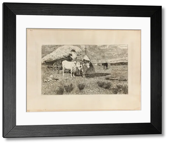 Framed Print : Oxen and Wagon (Maremma), 1886 / 87. Creator: Giovanni Fattori Framed Print : Oxen and Wagon (Maremma), 1886 / 87. Creator: Giovanni Fattori