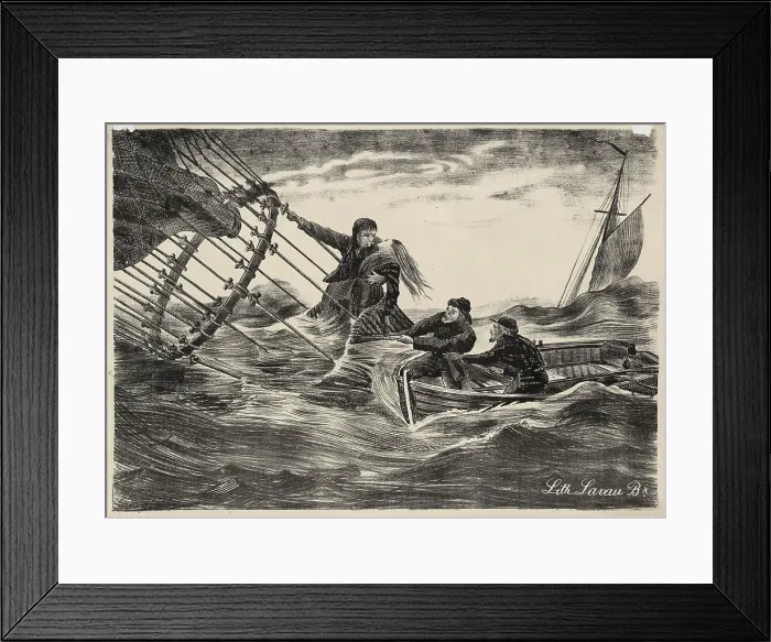 Framed Print : The rescue of Jules and Caroline Duruof from their balloon Le Tricolore off the coast of... 1874. Creator: Anonymous. The rescue of Jules and Caroline Duruof from their balloon Le Tricolore off the coast of... 1874 Framed Print : The rescue of Jules and Caroline Duruof from their balloon Le Tricolore off the coast of... 1874. Creator: Anonymous. The rescue of Jules and Caroline Duruof from their balloon Le Tricolore off the coast of... 1874