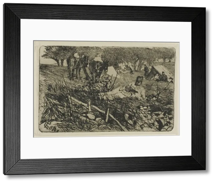 Framed Print : The Letter at Camp, c.1893. Creator: Giovanni Fattori Framed Print : The Letter at Camp, c.1893. Creator: Giovanni Fattori