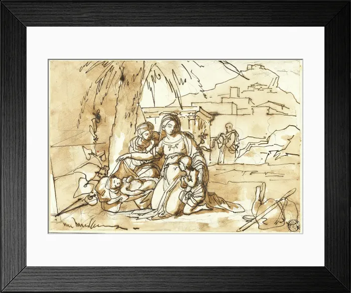 Framed Print : Madonna and Child, Saint Anne and Infant Saint John, with Saint Joseph in Background, n.d. Creator: Eugenio Agneni Framed Print : Madonna and Child, Saint Anne and Infant Saint John, with Saint Joseph in Background, n.d. Creator: Eugenio Agneni