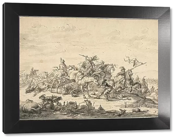 Battle Scene with Horsemen, 1658. Creator: Zacharias Blijhooft