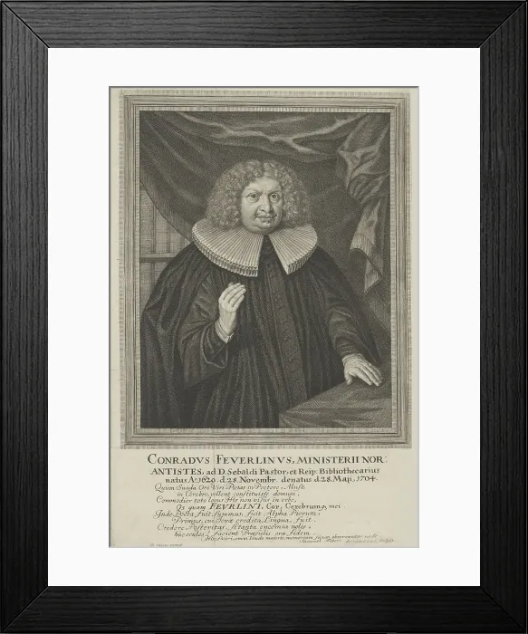 Framed Print : Portrait of Johann Konrad Feuerlein (1629-1704). Creator: Vogel, Bernhard (1704-1737) Framed Print : Portrait of Johann Konrad Feuerlein (1629-1704). Creator: Vogel, Bernhard (1704-1737)