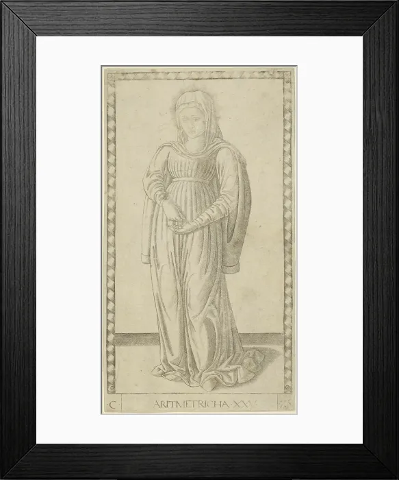 Framed Print : Arithmetic, plate 25 from Arts and Sciences, c.1465. Creator: Unknown Framed Print : Arithmetic, plate 25 from Arts and Sciences, c.1465. Creator: Unknown