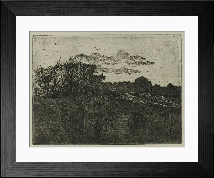 Framed Print : Country at Sunset with Swineherds, n.d. Creator: Giovanni Fattori Framed Print : Country at Sunset with Swineherds, n.d. Creator: Giovanni Fattori