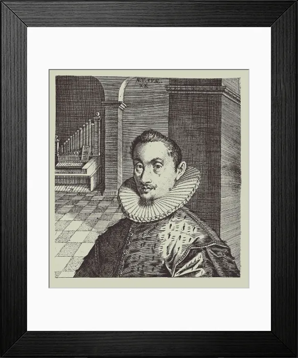 Framed Print : Portrait of the Composer and Organist Hans Leo Haßler (1564-1612), 1593. Creator: Custos, Dominicus (1560-1612) Framed Print : Portrait of the Composer and Organist Hans Leo Haßler (1564-1612), 1593. Creator: Custos, Dominicus (1560-1612)