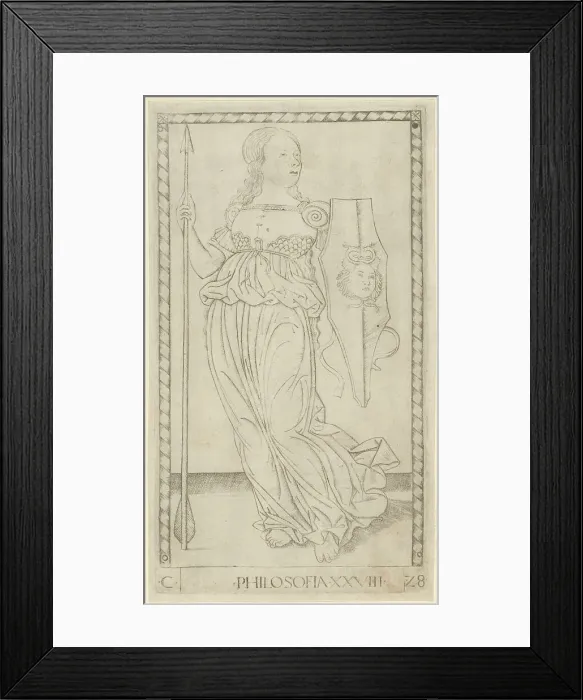 Framed Print : Philosophy, plate 28 from Arts and Sciences, c.1465. Creator: Unknown Framed Print : Philosophy, plate 28 from Arts and Sciences, c.1465. Creator: Unknown