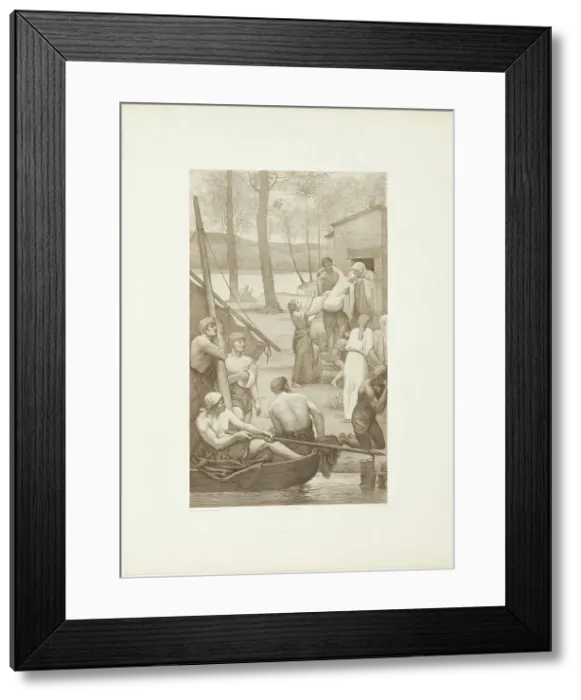 Framed Print : Pastoral Life of Saint Geneviève (left panel), c. 1888. Creator: Georges William Thornley Framed Print : Pastoral Life of Saint Geneviève (left panel), c. 1888. Creator: Georges William Thornley