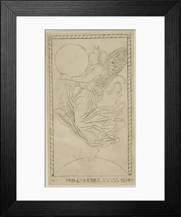 Framed Print : The Angel of the Ninth Sphere, or Primum Mobile, plate 49 from Planets and Spheres, c.1465. Creator: Unknown Framed Print : The Angel of the Ninth Sphere, or Primum Mobile, plate 49 from Planets and Spheres, c.1465. Creator: Unknown