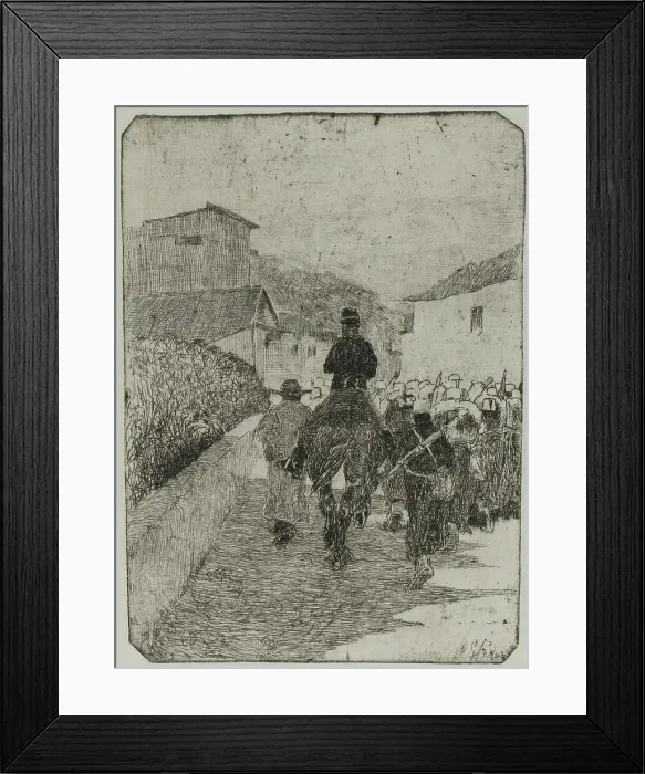 Framed Print : Military Promenade, n.d. Creator: Giovanni Fattori Framed Print : Military Promenade, n.d. Creator: Giovanni Fattori