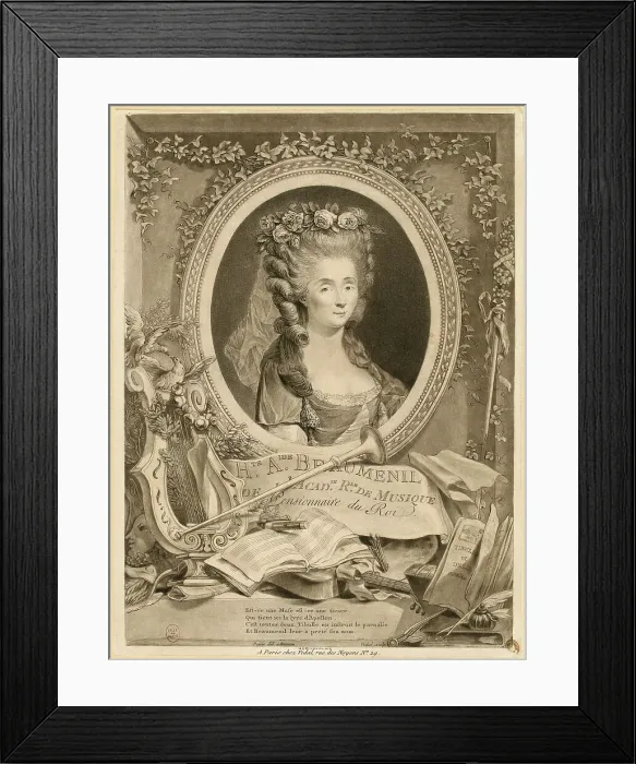 Framed Print : Portrait of the opera singer and composer Mademoiselle Beaumesnil, 2nd Half of the 18th cen. Creator: Vidal, Gérard (1742-1801) Framed Print : Portrait of the opera singer and composer Mademoiselle Beaumesnil, 2nd Half of the 18th cen. Creator: Vidal, Gérard (1742-1801)